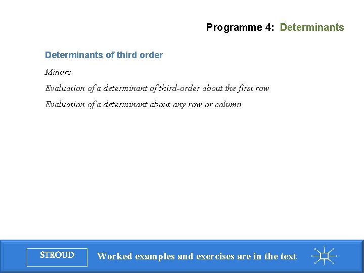 Programme 4: Determinants of third order Minors Evaluation of a determinant of third-order about