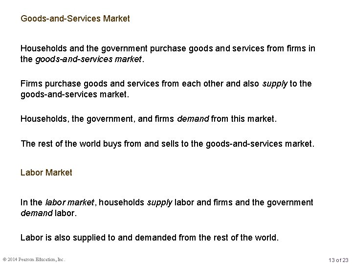 Goods-and-Services Market Households and the government purchase goods and services from firms in the