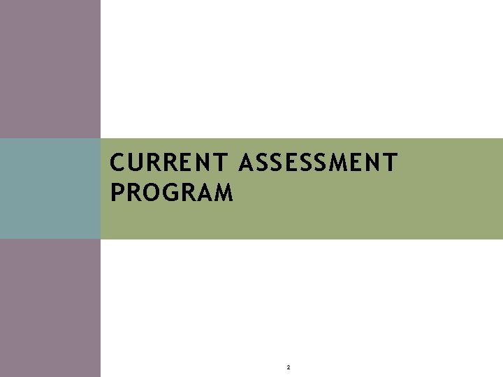 CURRENT ASSESSMENT PROGRAM 2 CURRENT ASSESSMENT PROGRAM 2