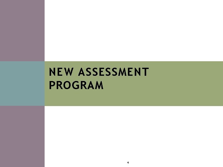 NEW ASSESSMENT PROGRAM 4 NEW ASSESSMENT PROGRAM 4