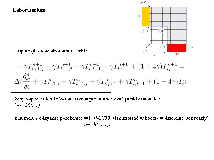 Laboratorium uporządkować stronami n i n+1: żeby zapisać układ równań: trzeba przenumerować punkty na