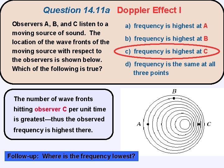 Question 14. 11 a Doppler Effect I Observers A, B, and C listen to