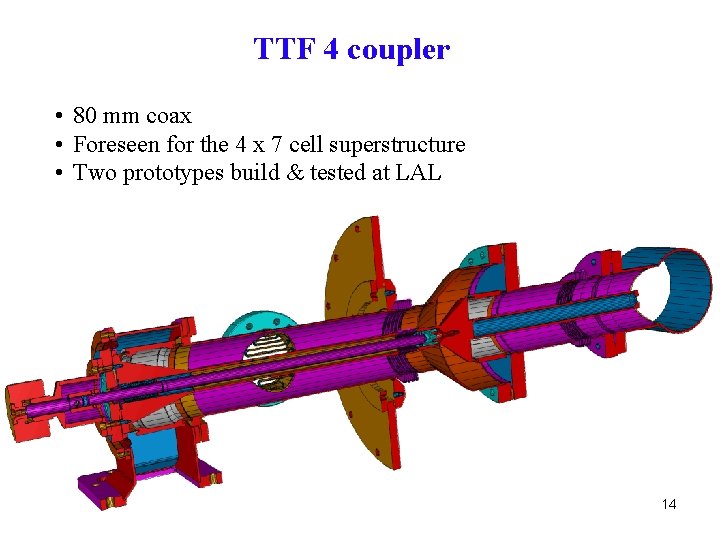 TTF 4 coupler • 80 mm coax • Foreseen for the 4 x 7