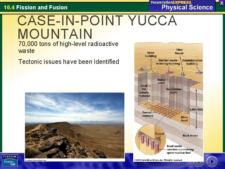 10. 4 Fission and Fusion CASE-IN-POINT YUCCA MOUNTAIN 70, 000 tons of high-level radioactive