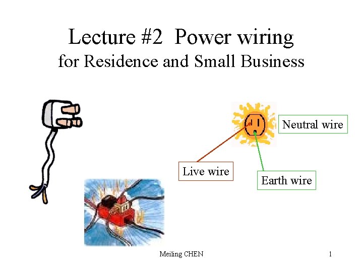 Lecture #2 Power wiring for Residence and Small Business Neutral wire Live wire Meiling