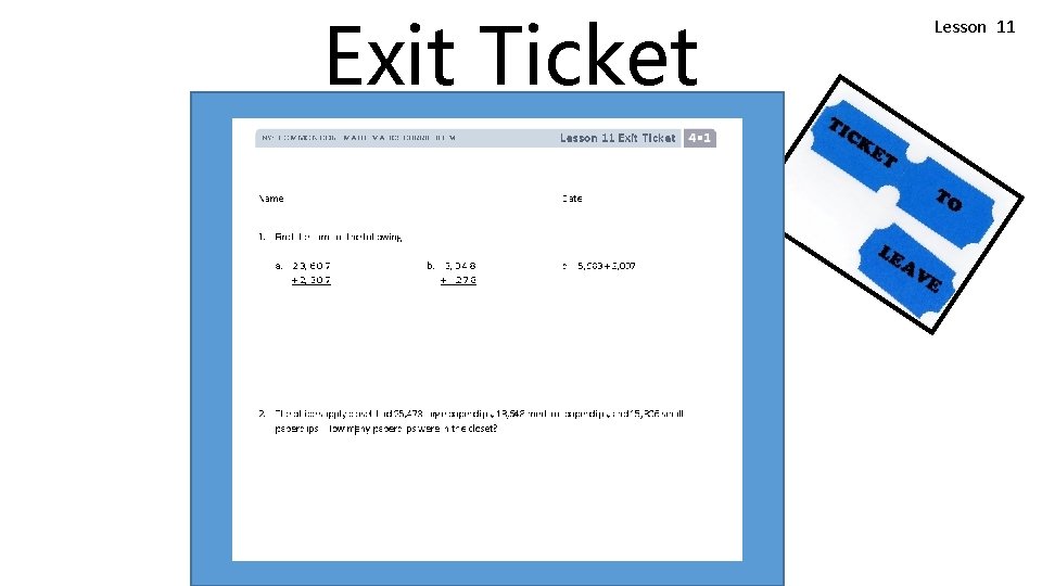 Exit Ticket Lesson 11 