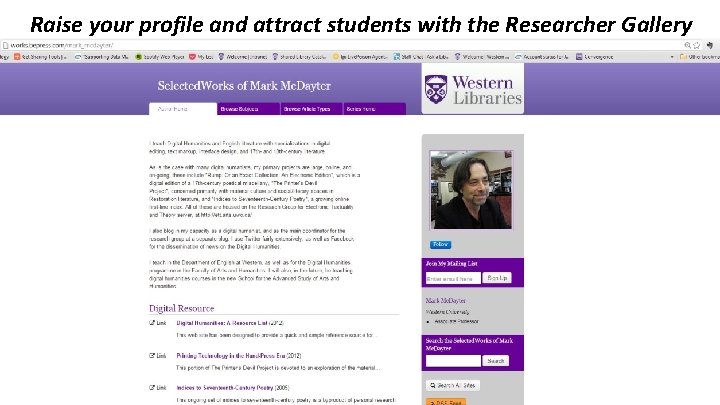 Raise your profile and attract students with the Researcher Gallery 