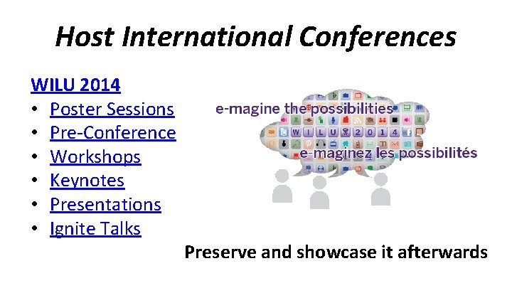 Host International Conferences WILU 2014 • Poster Sessions • Pre-Conference • Workshops • Keynotes