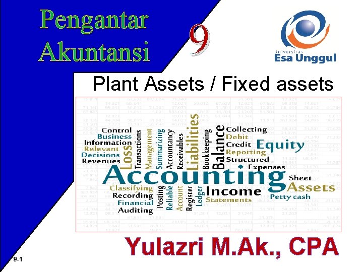Pengantar Akuntansi 9 Plant Assets / Fixed assets 9 -1 Yulazri M. Ak. ,