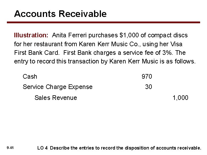 Accounts Receivable Illustration: Anita Ferreri purchases $1, 000 of compact discs for her restaurant