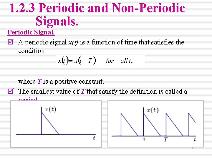 1. 2. 3 Periodic and Non-Periodic Signals. Periodic Signal. þ A periodic signal x(t)