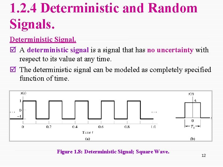 1. 2. 4 Deterministic and Random Signals. Deterministic Signal. þ A deterministic signal is