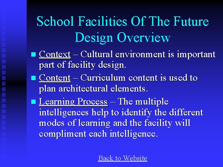 School Facilities Of The Future Design Overview Context – Cultural environment is important part