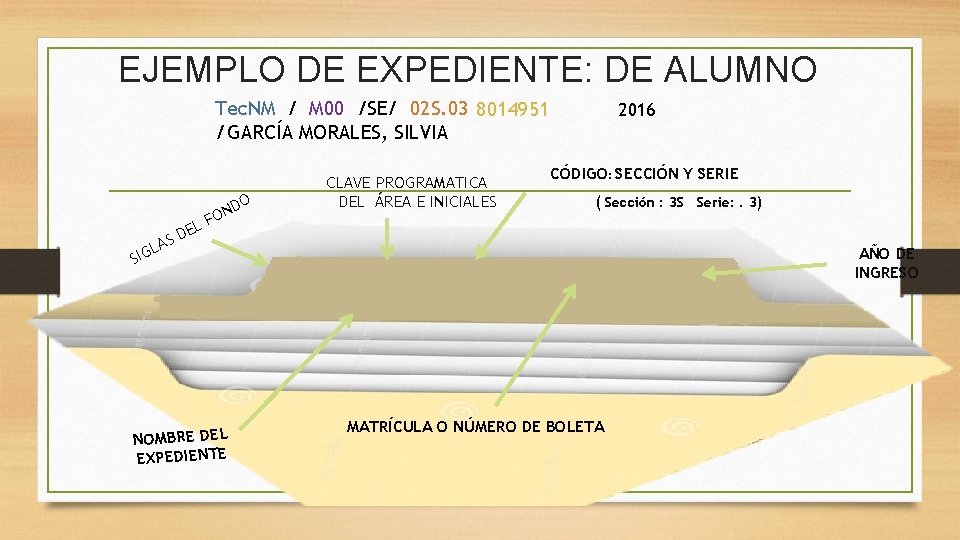 EJEMPLO DE EXPEDIENTE: DE ALUMNO Tec. NM / M 00 /SE/ 02 S. 03