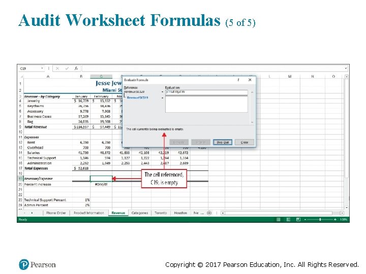 Audit Worksheet Formulas (5 of 5) Copyright © 2017 Pearson Education, Inc. All Rights