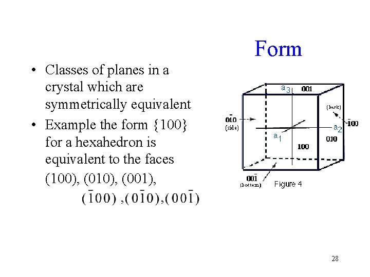 Form • Classes of planes in a crystal which are symmetrically equivalent • Example