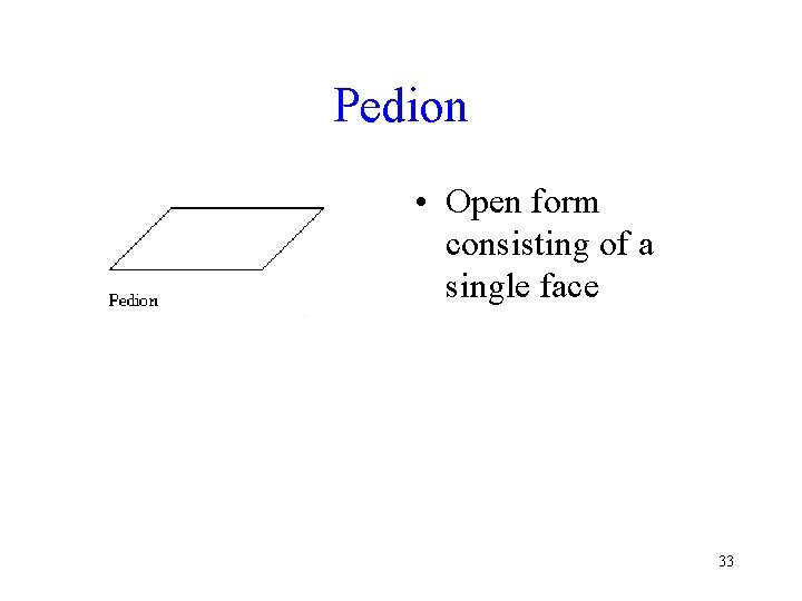 Pedion • Open form consisting of a single face 33 