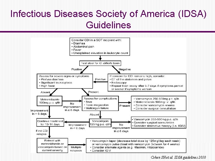 Infectious Diseases Society of America (IDSA) Guidelines Cohen SH et al. IDSA guidelines 2010