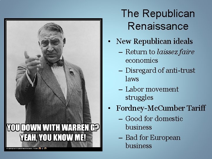 The Republican Renaissance • New Republican ideals – Return to laissez faire economics –