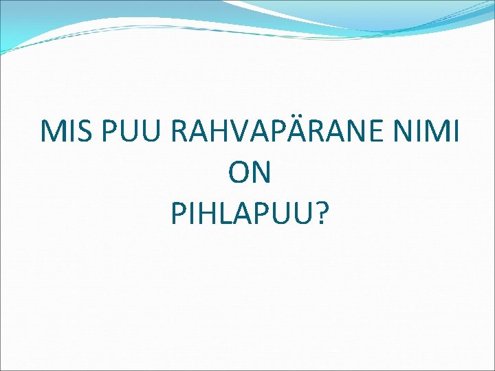MIS PUU RAHVAPÄRANE NIMI ON PIHLAPUU? 