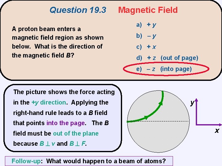 Question 19. 3 A proton beam enters a magnetic field region as shown below.