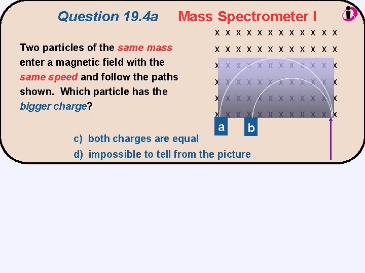 Question 19. 4 a Mass Spectrometer I x x x Two particles of the