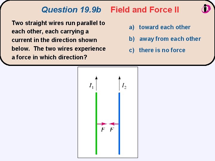 Question 19. 9 b Two straight wires run parallel to each other, each carrying