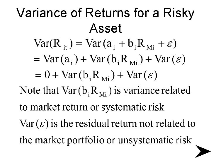 Variance of Returns for a Risky Asset 