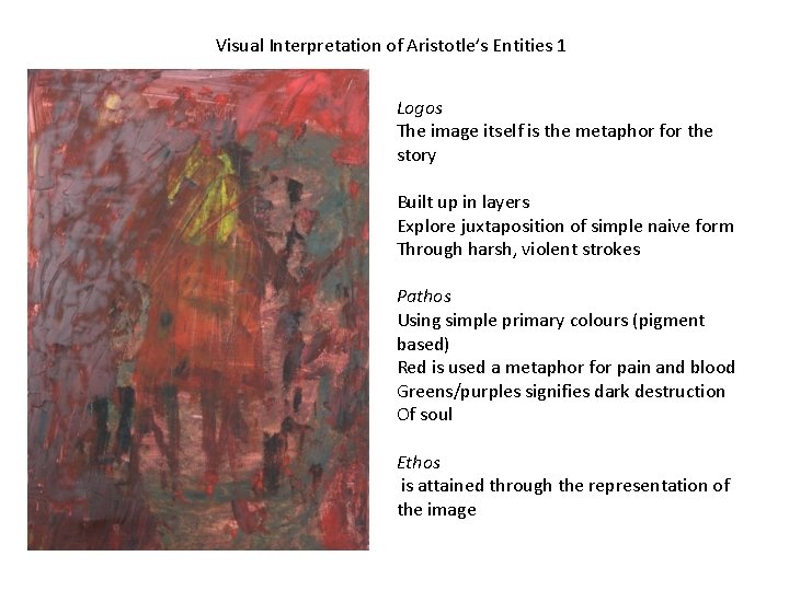 Visual Interpretation of Aristotle’s Entities 1 Logos The image itself is the metaphor for
