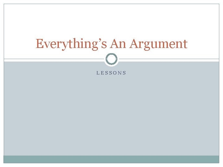 Everything’s An Argument LESSONS 