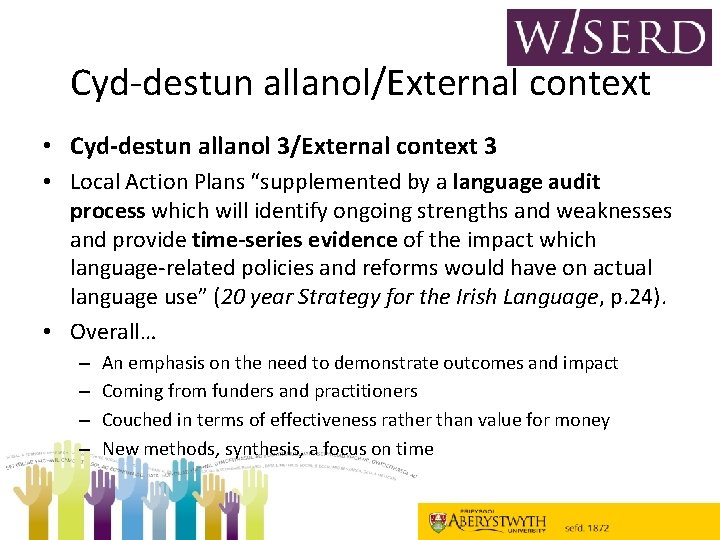 Cyd-destun allanol/External context • Cyd-destun allanol 3/External context 3 • Local Action Plans “supplemented