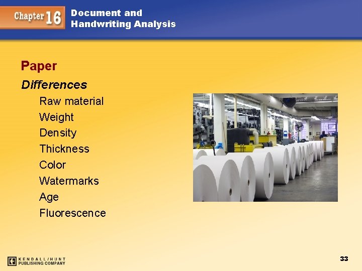 Document and Handwriting Analysis Paper Differences Raw material Weight Density Thickness Color Watermarks Age