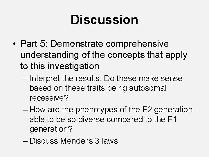 Discussion • Part 5: Demonstrate comprehensive understanding of the concepts that apply to this Discussion • Part 5: Demonstrate comprehensive understanding of the concepts that apply to this