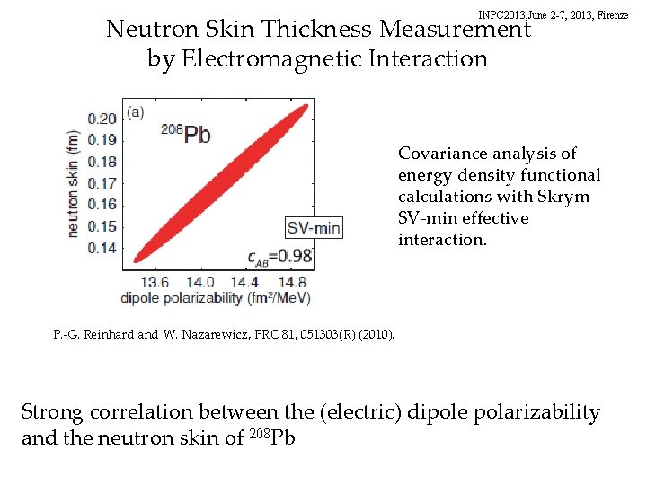 INPC 2013, June 2 -7, 2013, Firenze Neutron Skin Thickness Measurement by Electromagnetic Interaction