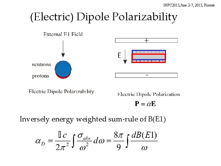 INPC 2013, June 2 -7, 2013, Firenze (Electric) Dipole Polarizability Inversely energy weighted sum-rule