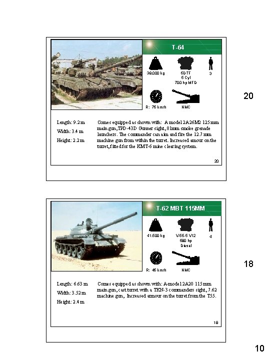 T-64 38, 000 kg 5 DTF 5 Cyl 700 hp MFD 3 20 R: