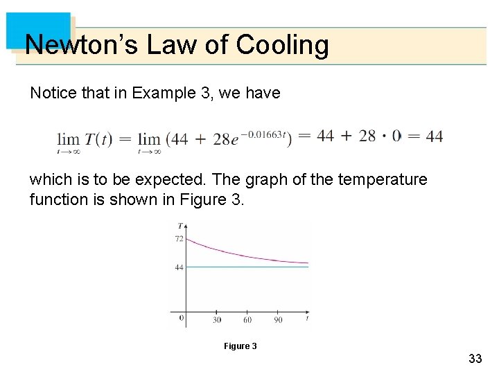 Newton’s Law of Cooling Notice that in Example 3, we have which is to