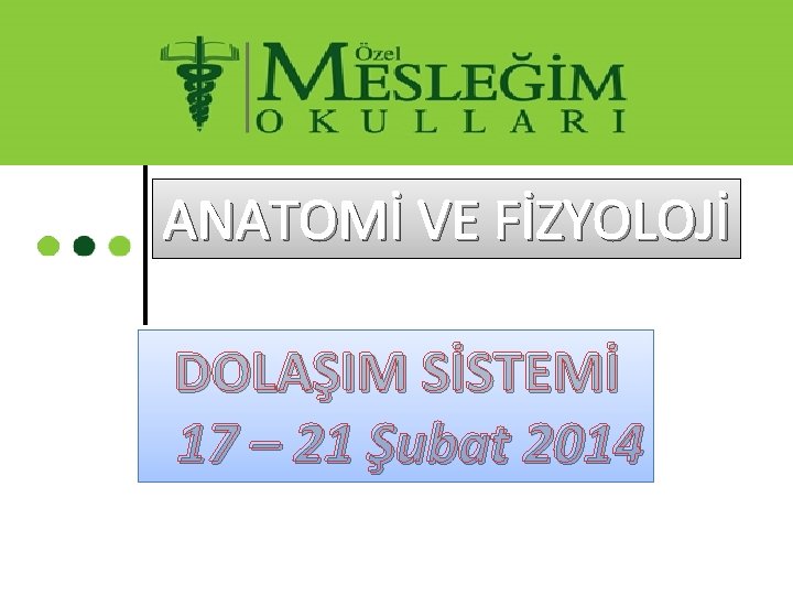 ANATOMİ VE FİZYOLOJİ DOLAŞIM SİSTEMİ 17 – 21 Şubat 2014 