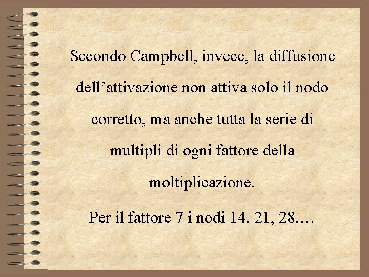 Secondo Campbell, invece, la diffusione dell’attivazione non attiva solo il nodo corretto, ma anche