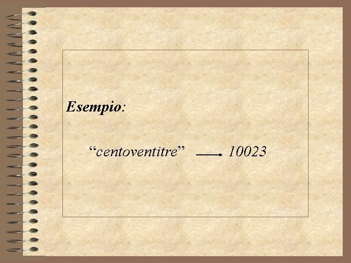 Esempio: “centoventitre” 10023 