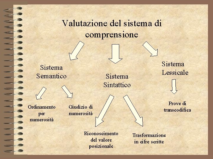 Valutazione del sistema di comprensione Sistema Semantico Ordinamento per numerosità Sistema Sintattico Giudizio di