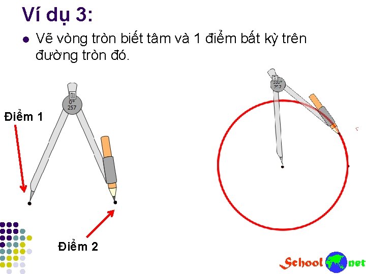 Ví dụ 3: l Vẽ vòng tròn biết tâm và 1 điểm bất kỳ Ví dụ 3: l Vẽ vòng tròn biết tâm và 1 điểm bất kỳ