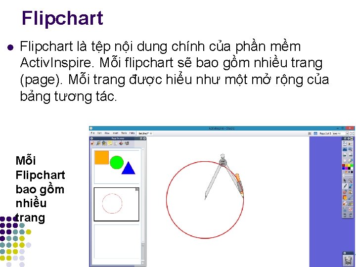 Flipchart là tệp nội dung chính của phần mềm Activ. Inspire. Mỗi flipchart sẽ Flipchart là tệp nội dung chính của phần mềm Activ. Inspire. Mỗi flipchart sẽ