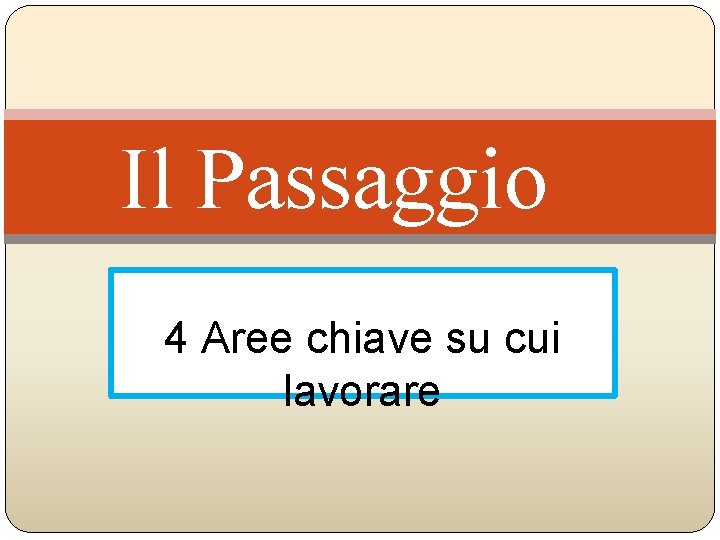 Il Passaggio 4 Aree chiave su cui lavorare 