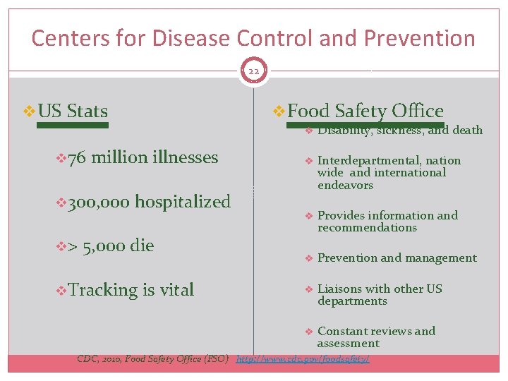 Centers for Disease Control and Prevention 22 v. US Stats v 76 million illnesses