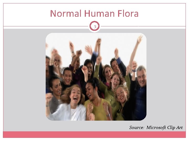 Normal Human Flora 5 Source: Microsoft Clip Art 