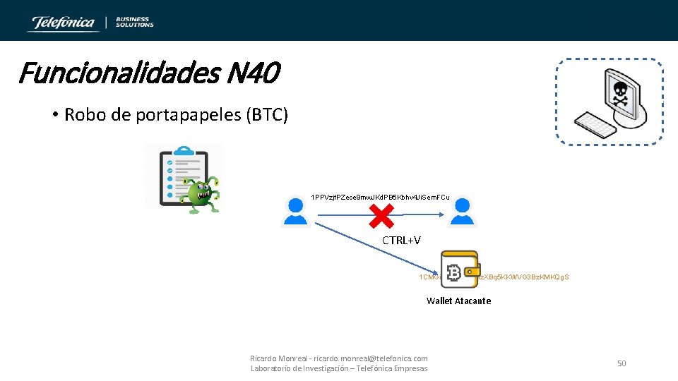 Funcionalidades N 40 • Robo de portapapeles (BTC) 1 PPVzjf. PZece 9 mw. JKd.