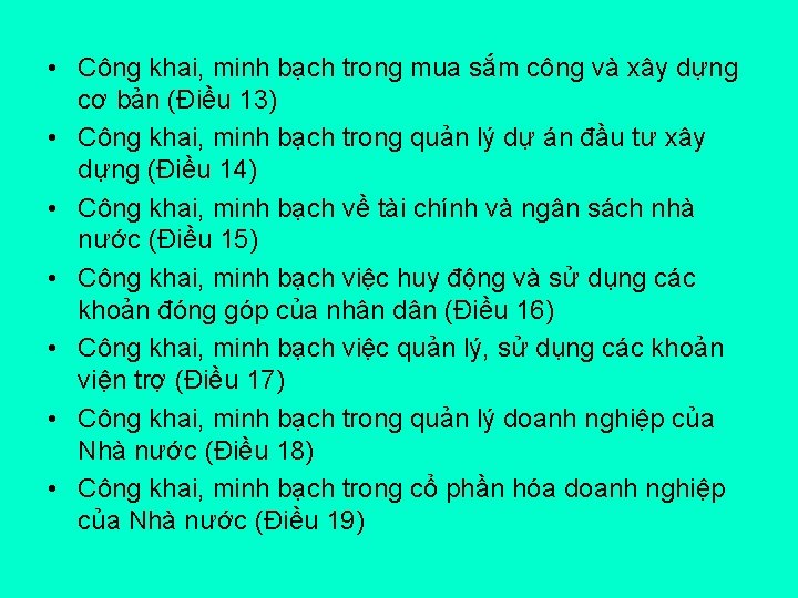  • Công khai, minh bạch trong mua sắm công và xây dựng cơ