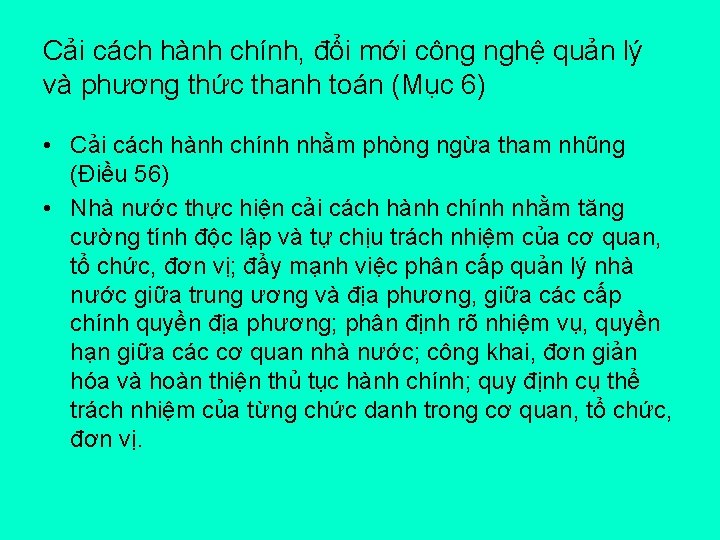 Cải cách hành chính, đổi mới công nghệ quản lý và phương thức thanh