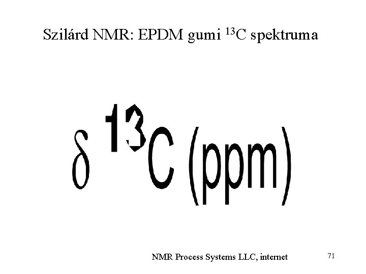 Szilárd NMR: EPDM gumi 13 C spektruma NMR Process Systems LLC, internet 71 